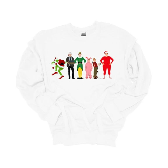 Unisex Christmas Sweatshirt Favorite Christmas Movies Festive Holiday Crewneck Sweatshirt-White-small