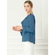 thumbnail image 4 of Blusa de gasa con cuello En V volantes Allegra K Azul polvoriento S, 4 of 6