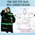 thumbnail image 4 of Oversized Wearable Blanket Hoodie,Black Halloween Bats with Green Sherpa Blanket Hoodie with Super Pockets,Super Warm Fuzzy Pullover for Women & Men, 4 of 6