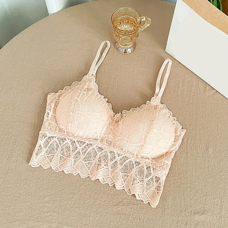 SDNall Lace Bras for Women Bralettes for Women V Neck Spaghetti Strap Bra Lace Bustier Tops Cami Crop Top Going Out Lingerie Outfits Bras for Women