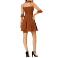 thumbnail image 3 of INSPIRE CHIC Robe pour Femme en Maille Transparente Manches 3/4 Goutte d'Eau Ligne A Robe Courte de Soirée S Caramel, 3 of 7