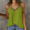thumbnail image 2 of SROBPTY Womens Summer Tunic, Tank Tops for Women, Women's Solid V Neck Lace Patchwork Sleeveless Camisole Pullover Tank Top Green,XXXXXL, 2 of 5