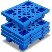 4 Pcs Plastic Pallets for Basement Storage Lightweight Floor Pallet 15.75 x 11.8 x 3.94 Inch Nestable Moisture Proof with Breathable Grid Outside Anti Slip Garage Warehouse Supermarket