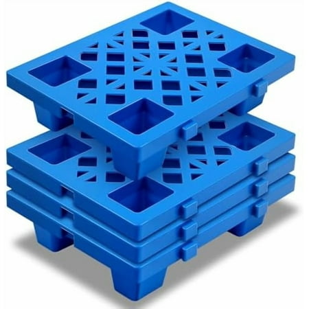 4 Pcs Plastic Pallets for Basement Storage Lightweight Floor Pallet 15.75 x 11.8 x 3.94 Inch Nestable Moisture Proof with Breathable Grid Outside Anti Slip Garage Warehouse Supermarket