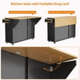 thumbnail image 3 of Rolling Kitchen Island Carts with Storage, 55" Wide Island Table on Wheels with Spice Rack, Towel Rack, Knife Holder and Trash Can Storage, Portable Mobile Island Table for Kitchen, 3 of 7