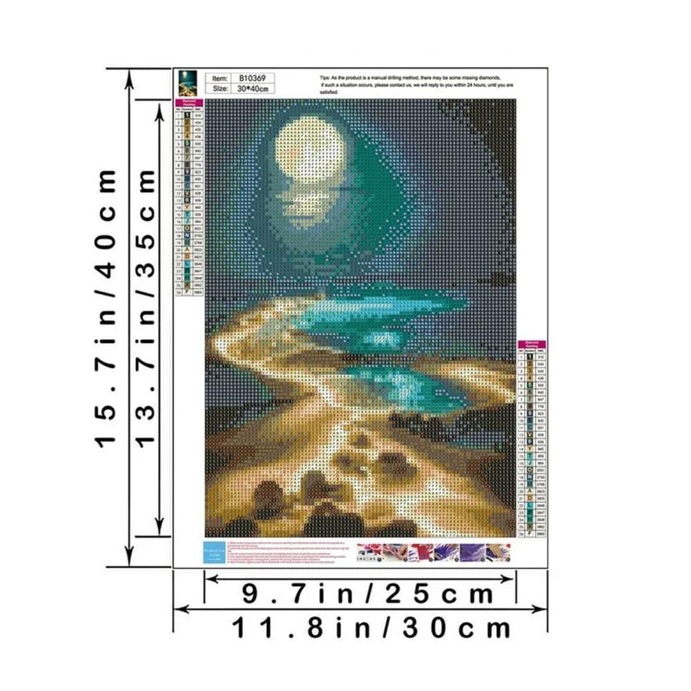 Diamond Painting Kit For Adults – 5D Moonlight Seaside Scene, 12x16 Inch, Full Drill | DIY Art For Home Decor, Stress Relief