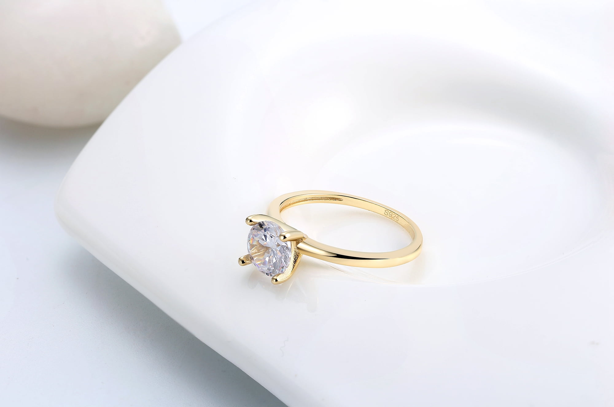 Envy Solitaire 1.25 Ct Engagement Ring for Women Promise Ring for Her Cubic Zirconia Sterling Silver Ginger Lyne