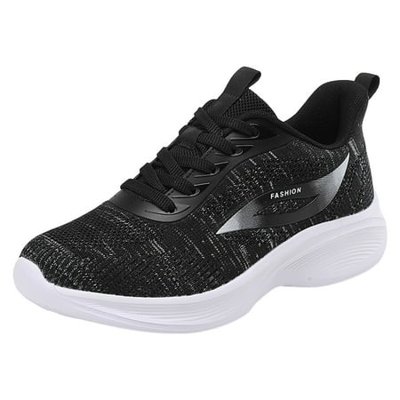 Fauean Womens Sneakers Breathable Mesh Comfortable Flat Bottom Shoes Fashion Sneakers Black Size 39