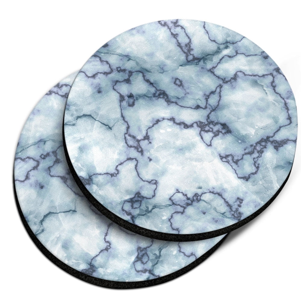 CARIBOU Round Neoprene Car Coaster for Drinks, Set of 2pcs, Blue Spider Marble