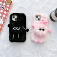 thumbnail image 3 of Mantto Cute Cartoon Case for iPhone 14 Plus, Kawaii Fluffy Plush Briquettes Furry Soft Warm Cover with Sparkle Glitter Diamond Rhinestone Lens Frame Case Shockproof Cold Weather Case,Pink, 3 of 6