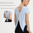 thumbnail image 3 of Estilo Hermosa Espalda Ropa de Yoga Superior de Mujer Suelta Cadera Cubriendo Ropa de Fitness Camiseta Deportiva Blusa Blanca Verano Manga Corta, 3 of 4