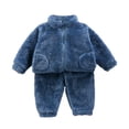 thumbnail image 4 of 1-7T Toddler Little Boys Girls Winter Warm Fleece Clothes 2Pcs Kids Casual Thick Plush Zipper Jacket Coat with Pockets + Solid Long Pant Set, 4 of 9