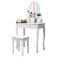 thumbnail image 1 of Costway Vanity Jewelry Wooden Makeup Dressing Table Set Stool Mirror & 4 Drawer, 1 of 10
