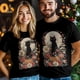 thumbnail image 3 of Camisetas casuales de manga corta con estampado de gato negro y flores de calabaza para hombre., 3 of 8