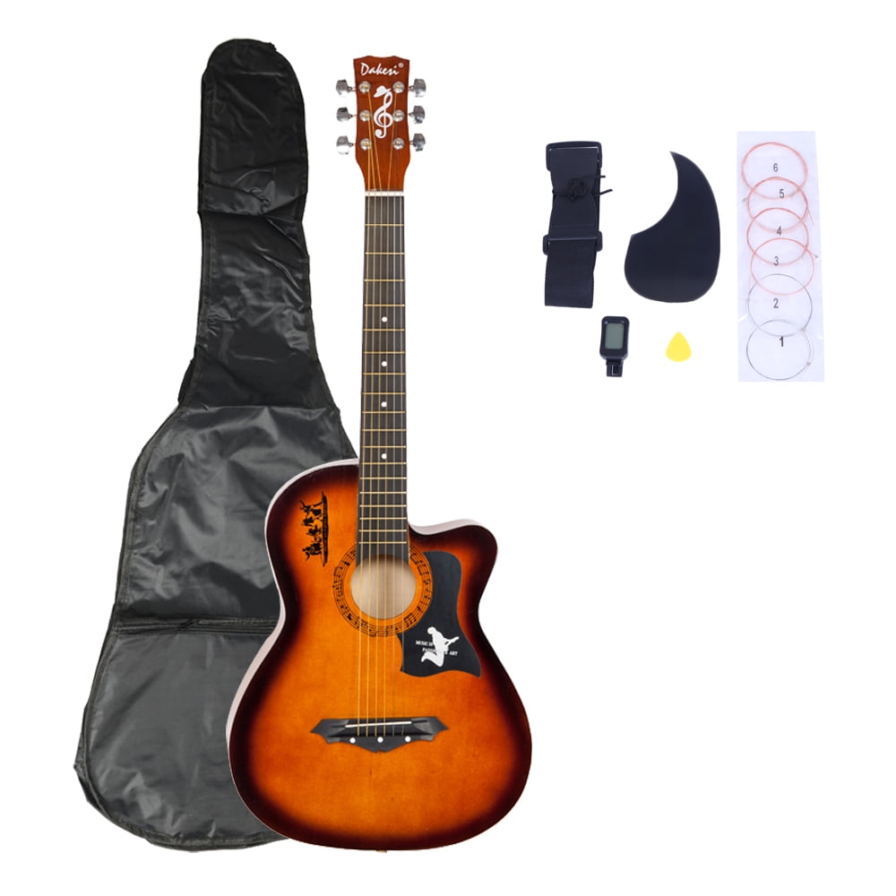 Kepooman DK-38C Guitar Set with Bag & Straps & Picks & LCD Tuner & Pickguard & String Set for Adults Beginners, Brown Kepooman DK-38C Guitar Set with Bag & Straps & Picks & LCD Tuner & Pickguard & String Set for Adults Beginners, Brown