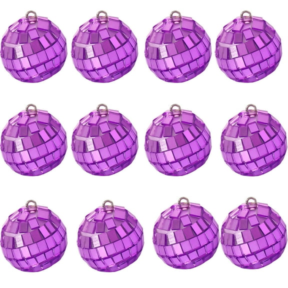 KOYPTL Christmas Balls Ornaments,12 pcs Foam Shatterproof Balls,Disco Mirror Glitter Christmas Tree Bulbs For Xmas Tree Holiday Wedding Party Decorations (1.18 Inch Purple)