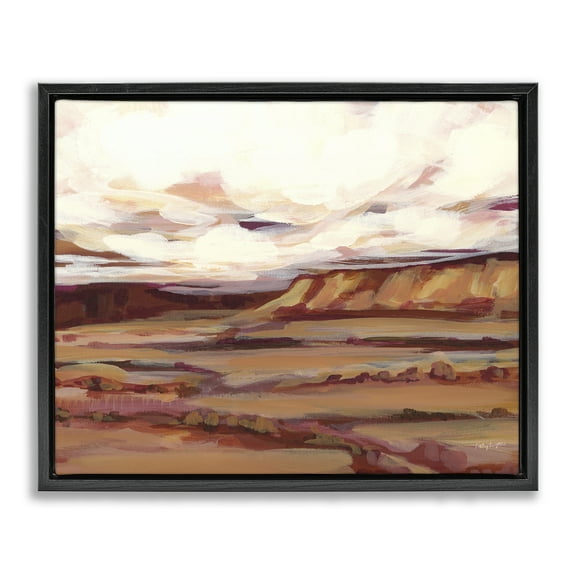 Stupell Industries Mauve Mesa Landscape Landscape Painting Black Floater Framed Art Print Wall Art, 21 x 17