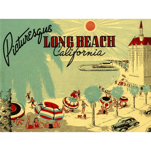Wee Blue Coo Carte Postale Pittoresque Longue Plage Californie Plage Grande Impression d'Art Affiche Murale Décor 18x24 Pouces
