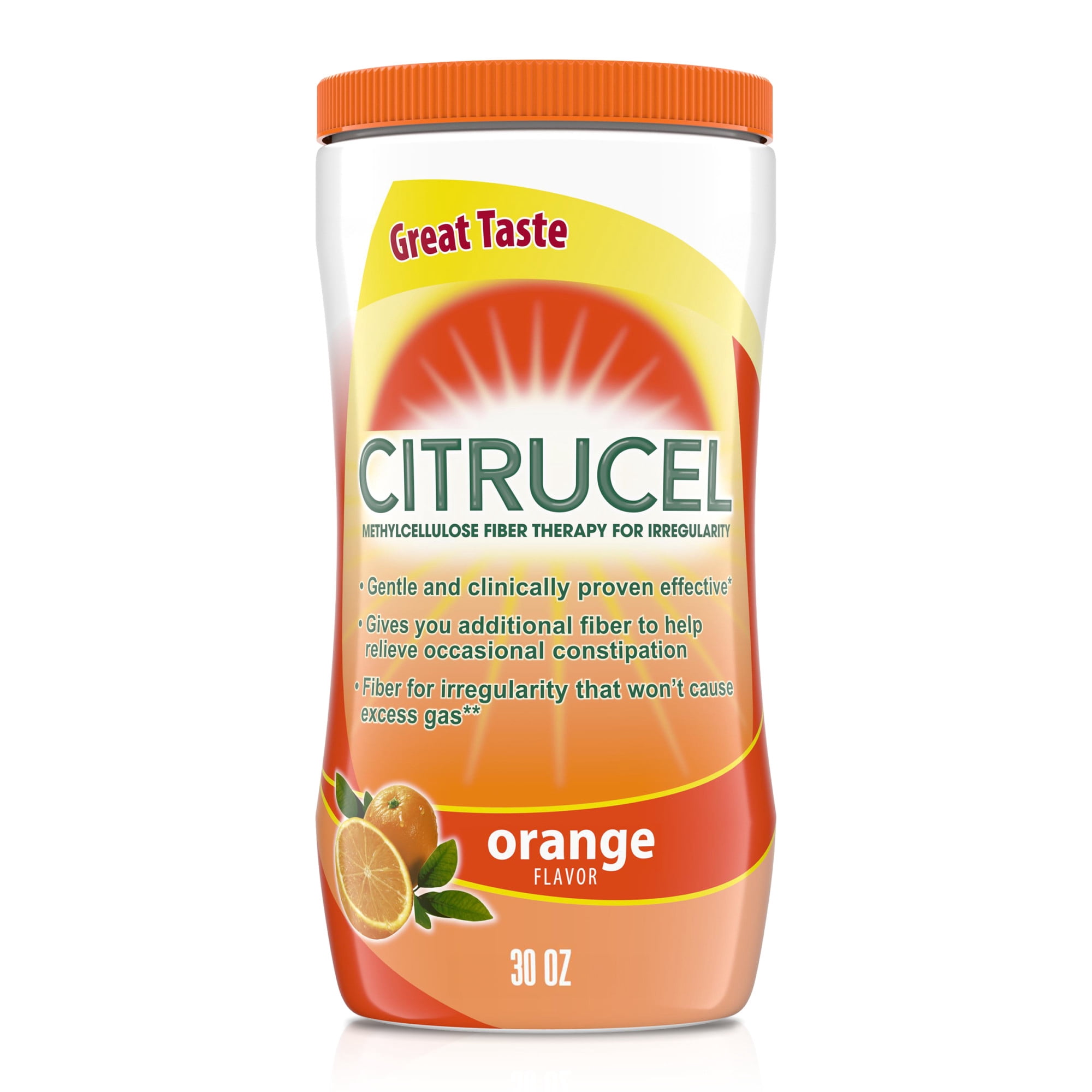 Citrucel Fiber Powder for Occasional Constipation Relief, Orange Flavor - 30 Ounces