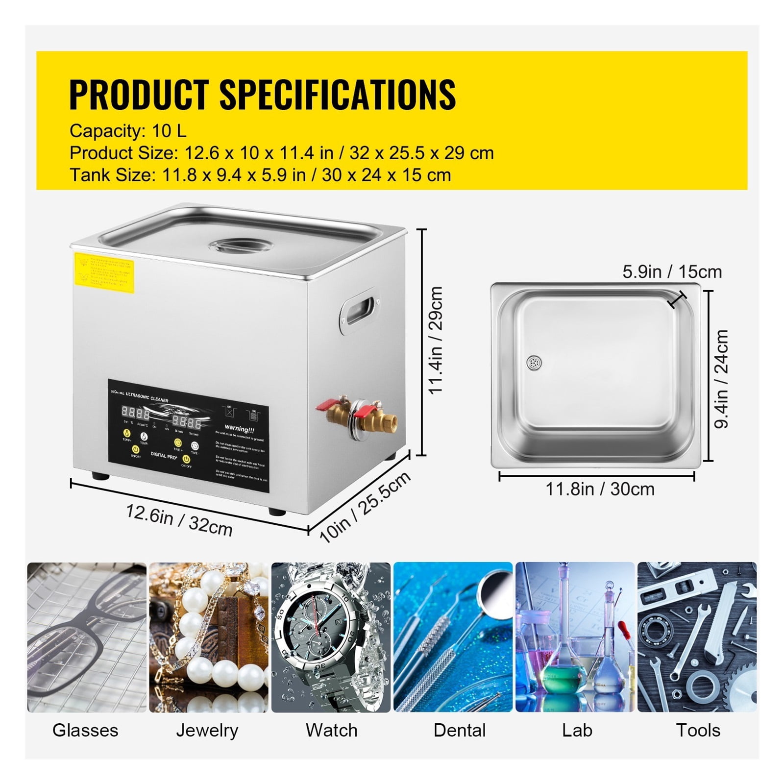 2L 3L 6L 10L 15L Ultrasonic Cleaner 40KH Powerful Transducer Mini Portable Washing Machine Ultrasound Dishwasher Jewelry