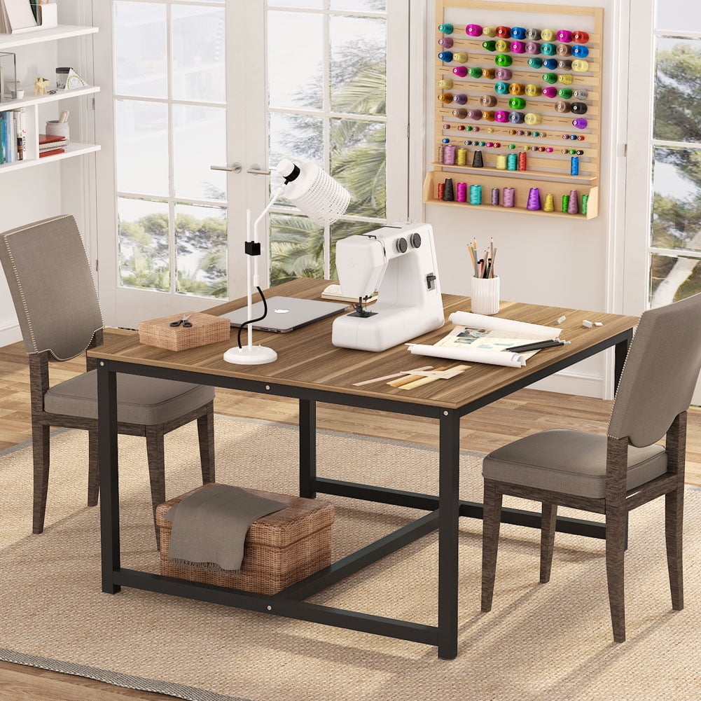 Tribesigns Computer Desk 47 X Inch Extra Large Two Person Double Workstation Office Writing Study For Home Dark Walnut Tribesigns Computer Desk 47 X Inch