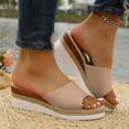 thumbnail image 2 of Dakaela Slip on Wedge Sandals for Women Open Toe Platform Slides Espadrilles 2.16 Inch Comfortable Dressy Beach Summer Mules Shoes Khaki 8.5, 2 of 8