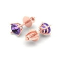 thumbnail image 2 of 14K Solid Gold Screw Back Stud Earrings for Women | 0.5 cttw Round Cut Simulated Alexandrite | Rose Gold, 2 of 5