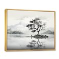 thumbnail image 2 of Designart Grey Traditional Gold framed wall art, Tree Gold framed wall art, Grey White Minimalism Tree Ink euphony I , Trees framed wall art decor, 32x16 inches Gold Frame, 2 of 5