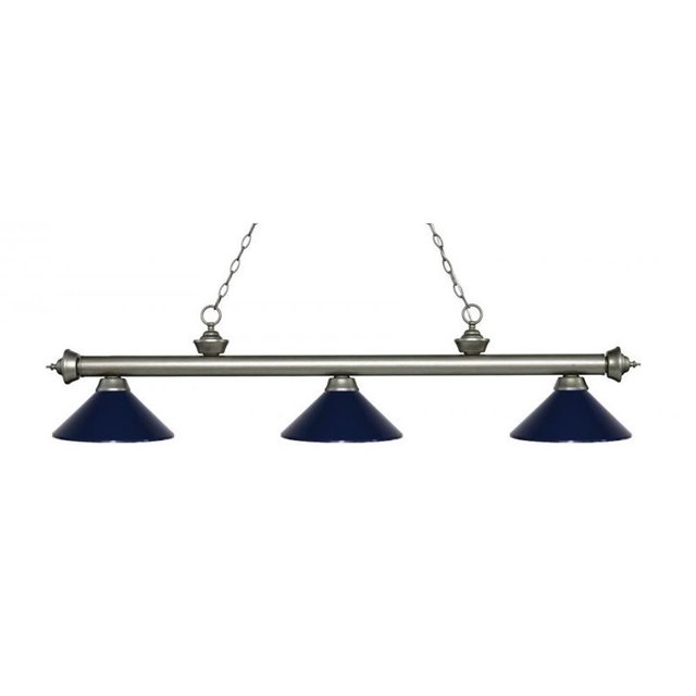 Z-Lite Riviera 3 Light Billiard Light in Antique Silver