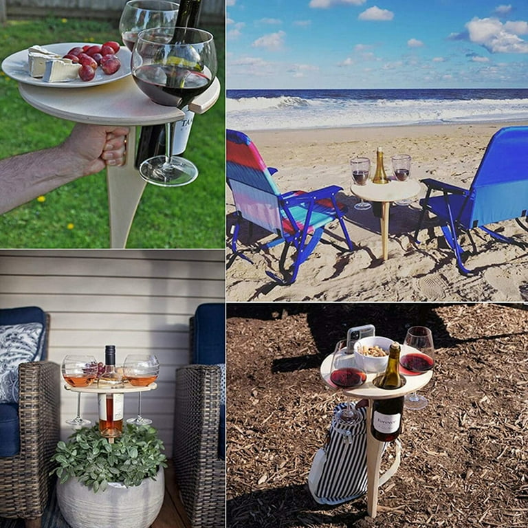 Youeon Portable Wine Picnic Table with 5 Wine Glasses Holder, Foldable  Champagne Picnic Snack Table, Wine and Cheese Table for Picnic, Camping,  Park