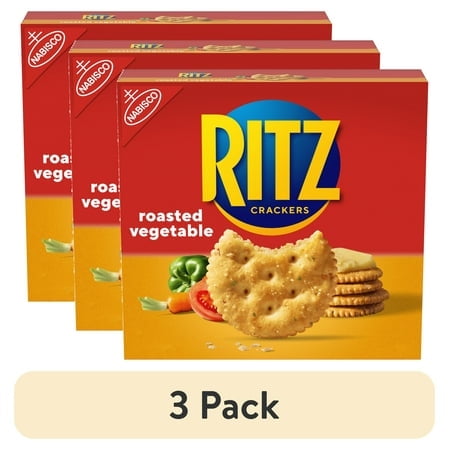 (4 pack) RITZ Roasted Vegetable Crackers, Snacks for Kids and Adults, Lunch Snacks, 13.3 oz