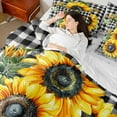 thumbnail image 4 of Homewish Retro Flowers Sunflowers 7-Piece Twin Bedding Sets For Teens Female Girls,Geometric Plaid Bedding Comforter Set,Chic Floral Blossoms Breathable Sheet Sets,Lightweight Room Decor,Reversible, 4 of 8