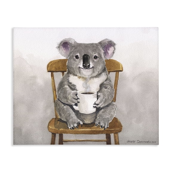 Stupell Industries Farmhouse Koala with Coffee Mug Canvas Art, 20 x 16, by George Dyachenko