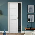 thumbnail image 3 of Panel Lite Pocket Door 18 x 80 with Frames | Quadro 4117 White Silk with Frosted Opaque Glass | Kit Trims Rail Hardware | Solid Wood Interior Pantry Kitchen Bedroom Sliding Closet Sturdy Doors, 3 of 6