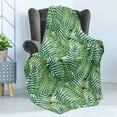thumbnail image 4 of Leaf Soft Flannel Fleece Throw Blanket, Watercolor Print Botanical Wild Palm Trees Leaves Ombre Design Image Exotic Jungle, Cozy Plush for Indoor and Outdoor Use, 60" x 80", Green White, by Ambesonne, 4 of 5