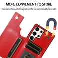 thumbnail image 5 of Feishell for Samsung Galaxy S23 Ultra Wallet Case with Card Holder,Double Magnetic Clasp Back Flip Kickstand Durable PU Leather Shockproof Card Slots Protective Phone Case for Women Men,Red, 5 of 16