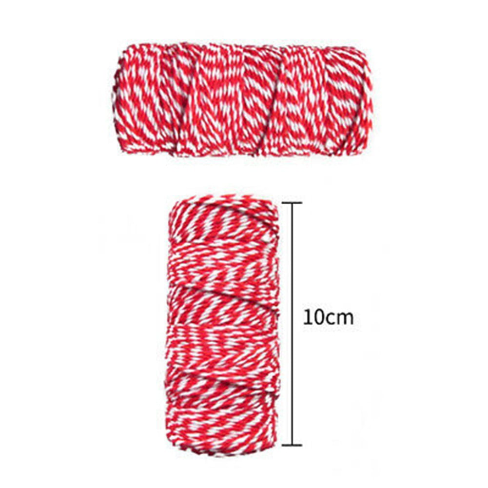 100m/Roll (Red+White) Cotton Bakers Twine String Cord Cotton Rope