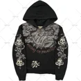 thumbnail image 3 of Sudadera con capucha gótica nueva Y2K con estampado de calavera retro americana, sudadera con capucha holgada de estilo punk hip hop rock, sudadera deportiva para parejas, moda urbana, 3 of 5