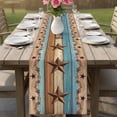 thumbnail image 4 of Western Texas Star Retro Table Runner - 70 Inch Long Country Farmhouse Light Blue Brown Wooden Cotton and Linen Blended Dress Scarves Farmhouse Table Runner for Kitchen Dining, Coffee Table, 13"x70", 4 of 8