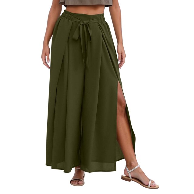 Pantalones palazzo anchos para mujer: pantalones elásticos y flexibles con cintura elástica para primavera/verano/otoño