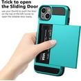 thumbnail image 3 of Case Compatible with iPhone 15 with Card Holder, Dual Layer Shockproof Wallet Phone Case Hidden Card Slot Sliding Protective Hard Shell Back Cover Slim Case for iPhone 15, 6.1 Inch Sky Blue, 3 of 14