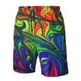 thumbnail image 6 of Uemuo Pride Rainbow Pattern Men's Swim Trunks Hawaiian Beach Bathing Suit Swimsuits Beach Quick-Dry Shorts with Pockets-Large, 6 of 9