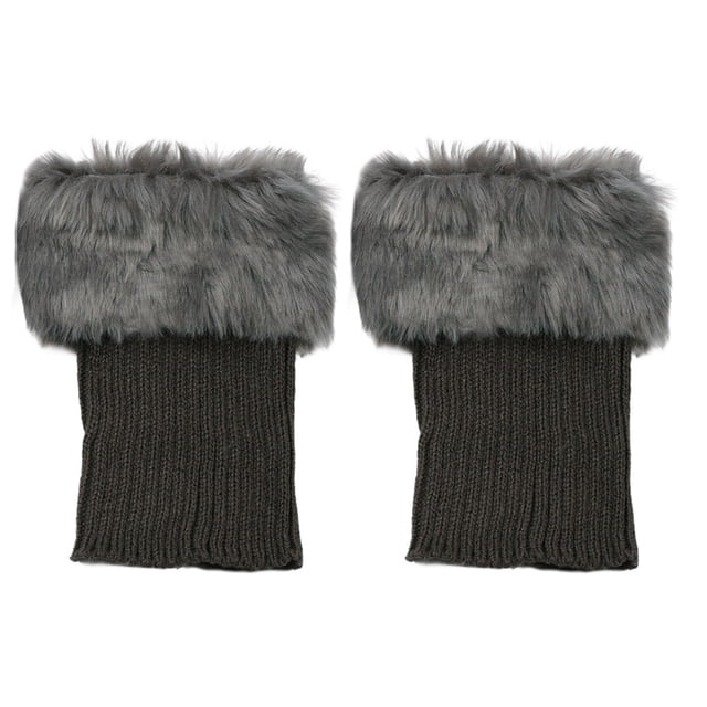 Wdhugt Women Leg Warmers Solid Color Knitted Short Socks With Faux Fur Design For Warmth Made From Acrylic Material In Coffee Color This Sock Is Free Size For All Day Comfort Coffee