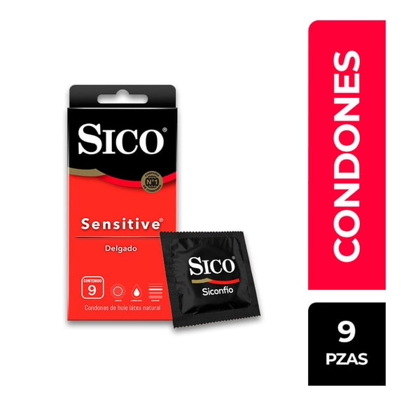 Condones Sico Sensitive delgado 9 pzas