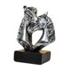 thumbnail image 4 of Figura de cabeza de caballo doble, escultura artística de resina, artesanía, adorno de escritorio único Negro Plata, 4 of 9
