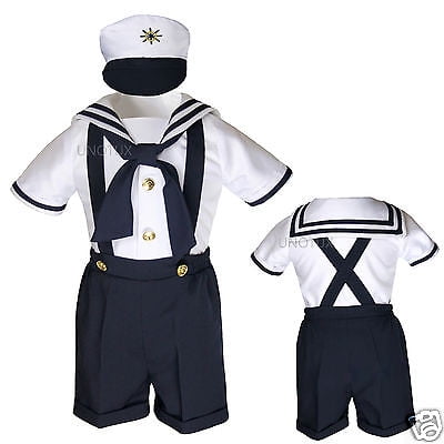 

New Baby Boy & Toddler Formal Party Sailor Shorts Outfit Navy sz: S M L XL-4T