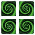 thumbnail image 1 of Spires Coaster Set of 4, Digitally Generated Swirling Decreasing with Vibrating Colors Print, Square Hardboard Gloss Coasters, Standard Size, Green, by Ambesonne, 1 of 2