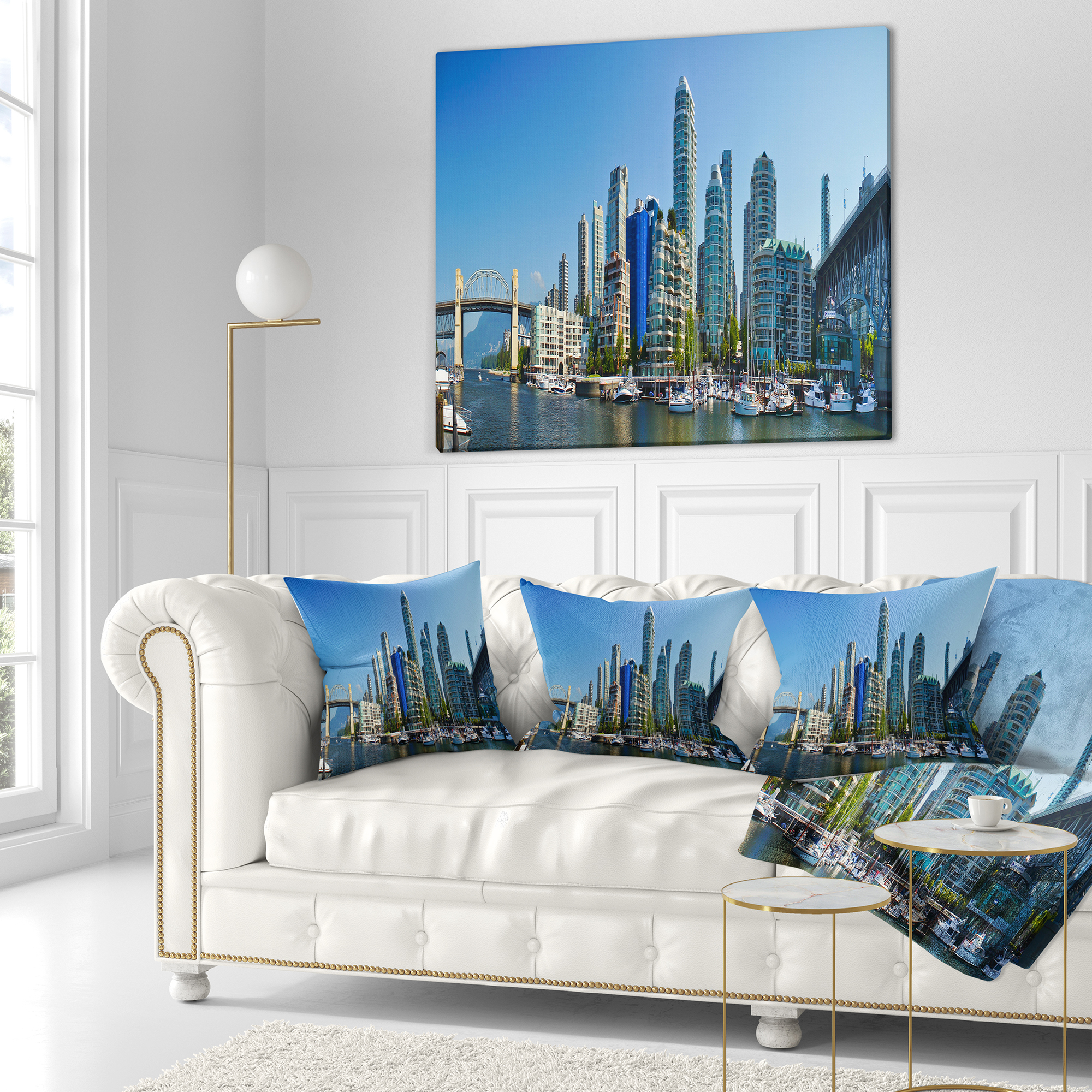 Designart Beautiful View of Vancouver - Cityscape Photo Throw Pillow - 16x16