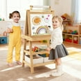 thumbnail image 2 of Gymax Chevalet Artistique pour Enfants Double Face Tableau Noir Magnétique Tableau Blanc avec Plateau de Rangement Rose Naturel, 2 of 10
