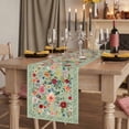 thumbnail image 2 of Sage Green Floral 90 Inch Table Runner, Spring Flowers Leaves Farmhouse Farmhouse Dresser Scarf Cotton & Linen Tablerunner for Dining/Kitchen Island/Holiday Party Décor 13" x 90", 2 of 9